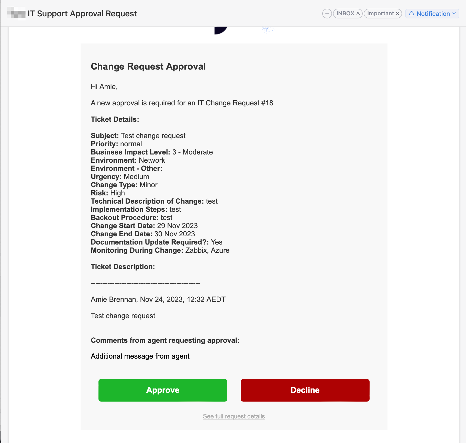 Tyro_IT_Support_Approval_Request_and_Spark_-_amie_successcx_com_and_Ticket__Test_change_request_–_Tyro_Support_–_Zendesk_-_Vivaldi.png